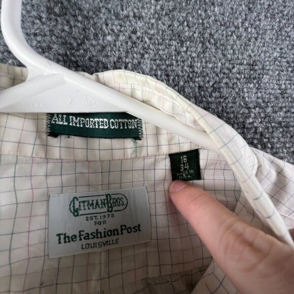 Gitman Bros For Fashion Post Louisville Button Up Shirt 16 34 Check USA Made - Picture 8 of 16